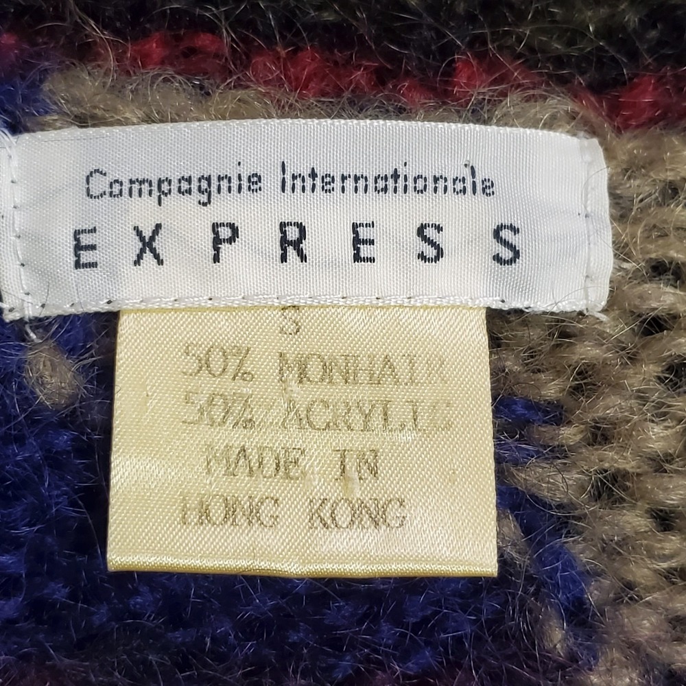 Vintage Express Women Rare Geometric Mohair Sweater Size S Shrunken Unique Artsy - Picture 5 of 10